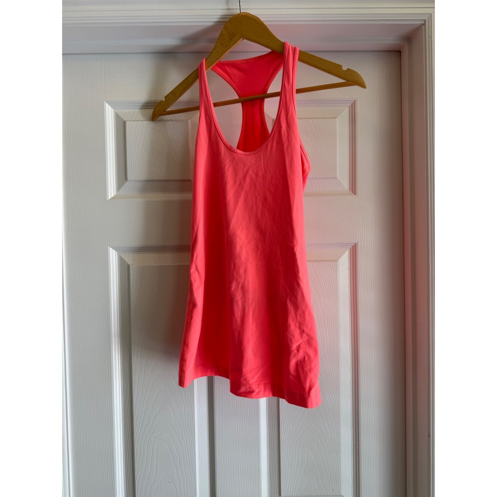 Lululemon Racerback Tank Top Women 4 Neon Orange Scoop Neck Activewear